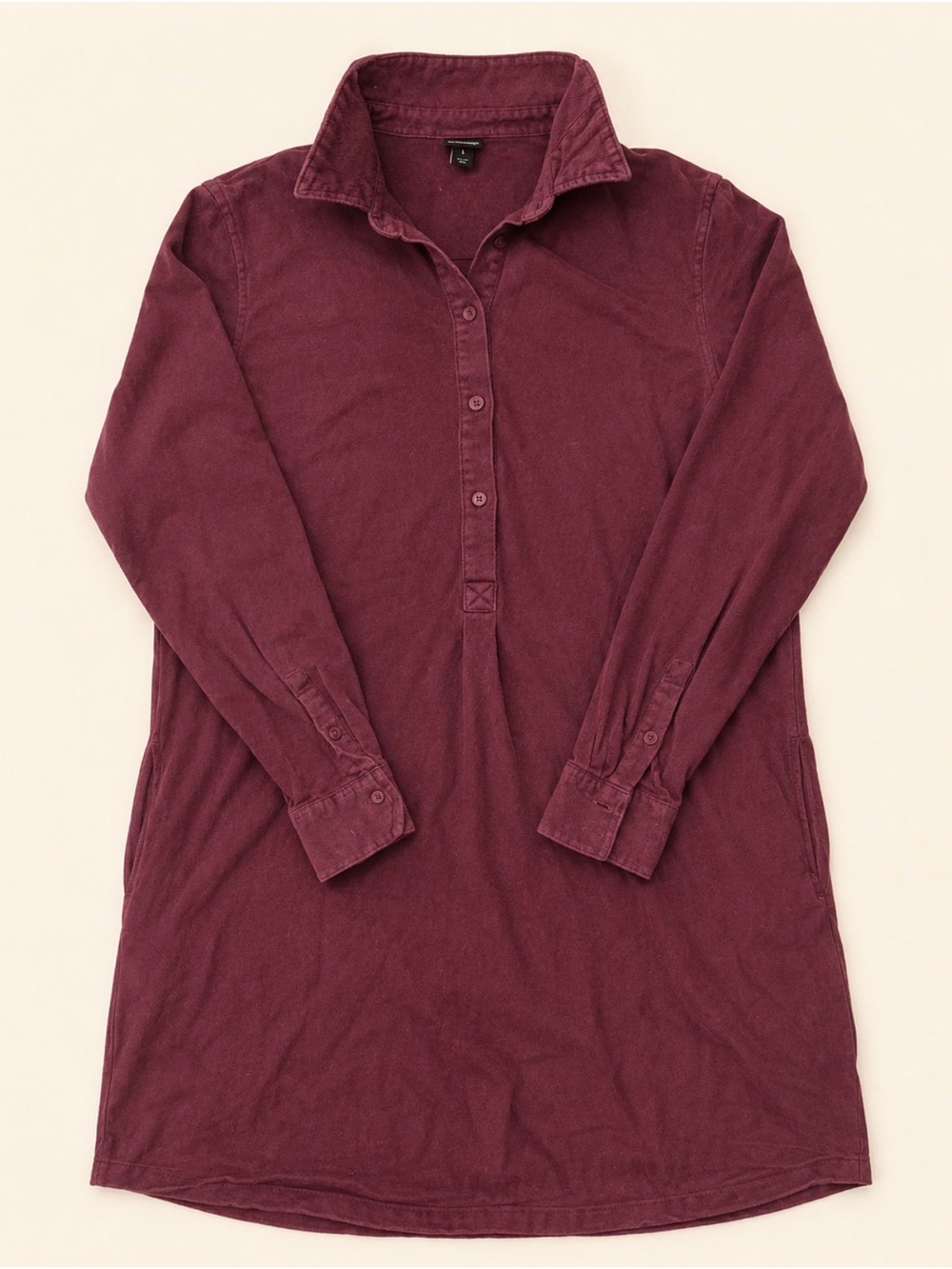 Patagonia Long Sleeve, Flannel Tunic Dress - Burgundy